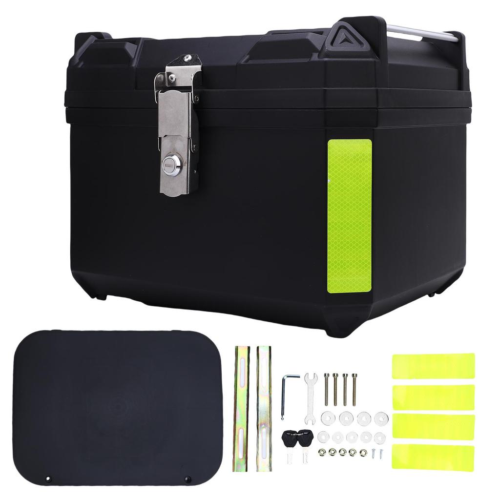 47L Motorcycle Tail Box with Detachable Plate Leather Lining Water Proof ABS Top Case for Electric