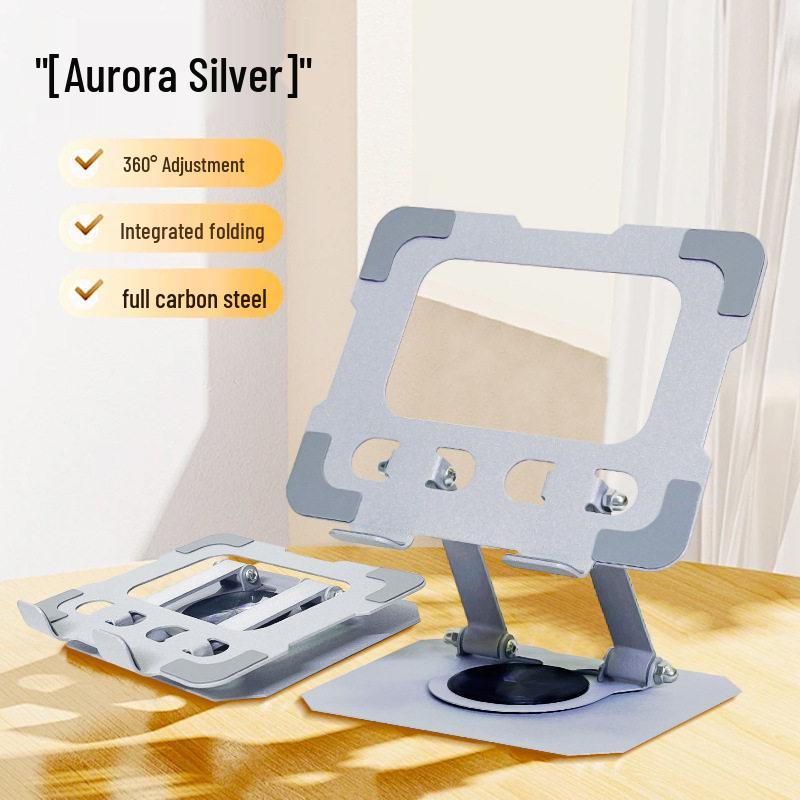 Foldable Metal Laptop & Tablet Stand with 360° Rotation and Double Rod Support
