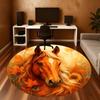1pc Autumn Horse Round Chair mat office Area Rug - Non-Slip, Floor Mat for Office, Bedroom, Ideal home decor gift c0112085