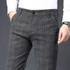 Summer Men's Cotton Linen Brushed Casual Trousers Youth Fashion Korean Version of The Plaid Small Straight Trousers