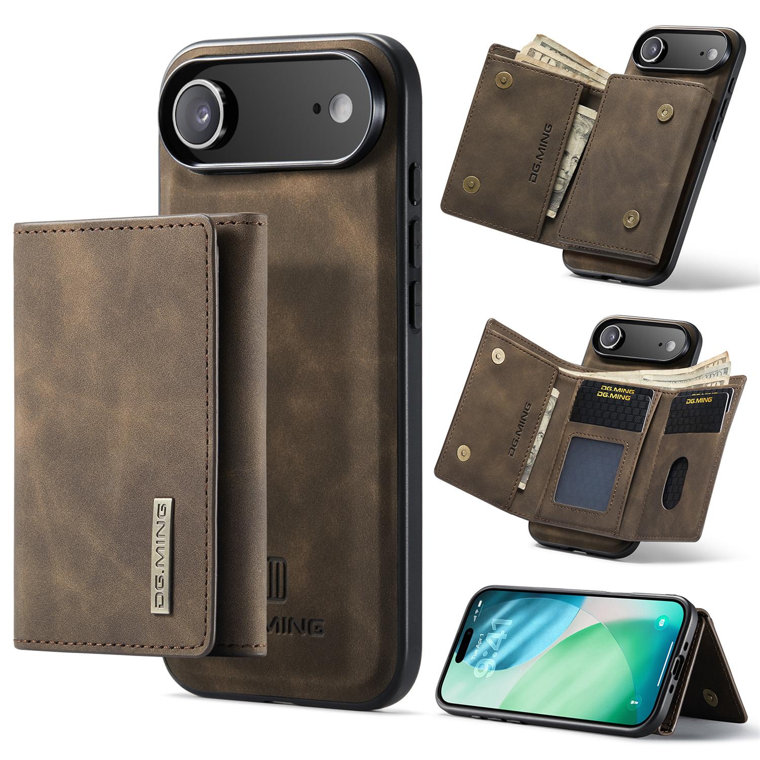 DG.MING M1 Series for iPhone Air Case Kickstand PU Phone Cover with Detachable Wallet C