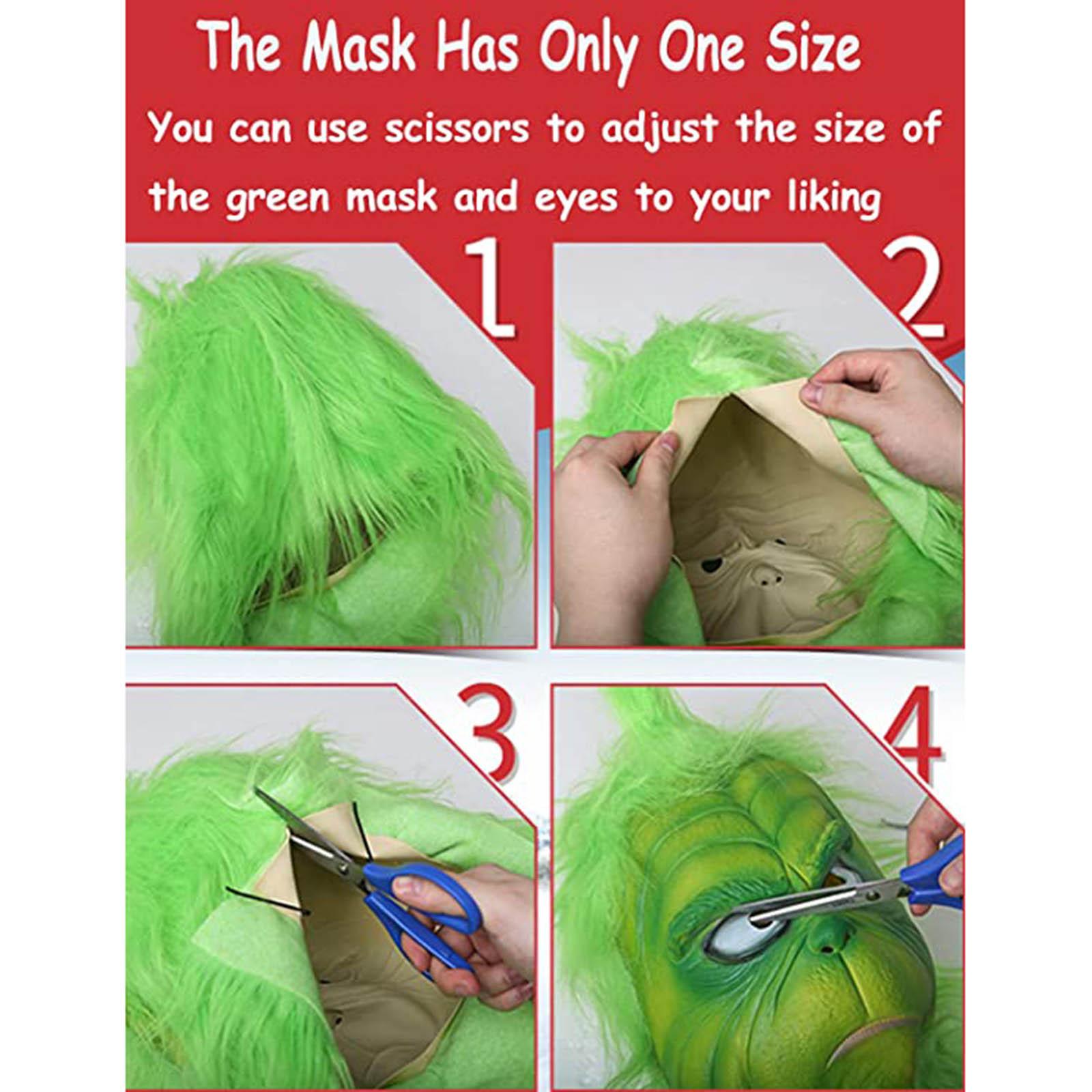 

Зеленый монстр-маска и перчатки, реквизит для косплея рождественского вора, зеленый монстр-аксессуары для костюмов One Size зелёный