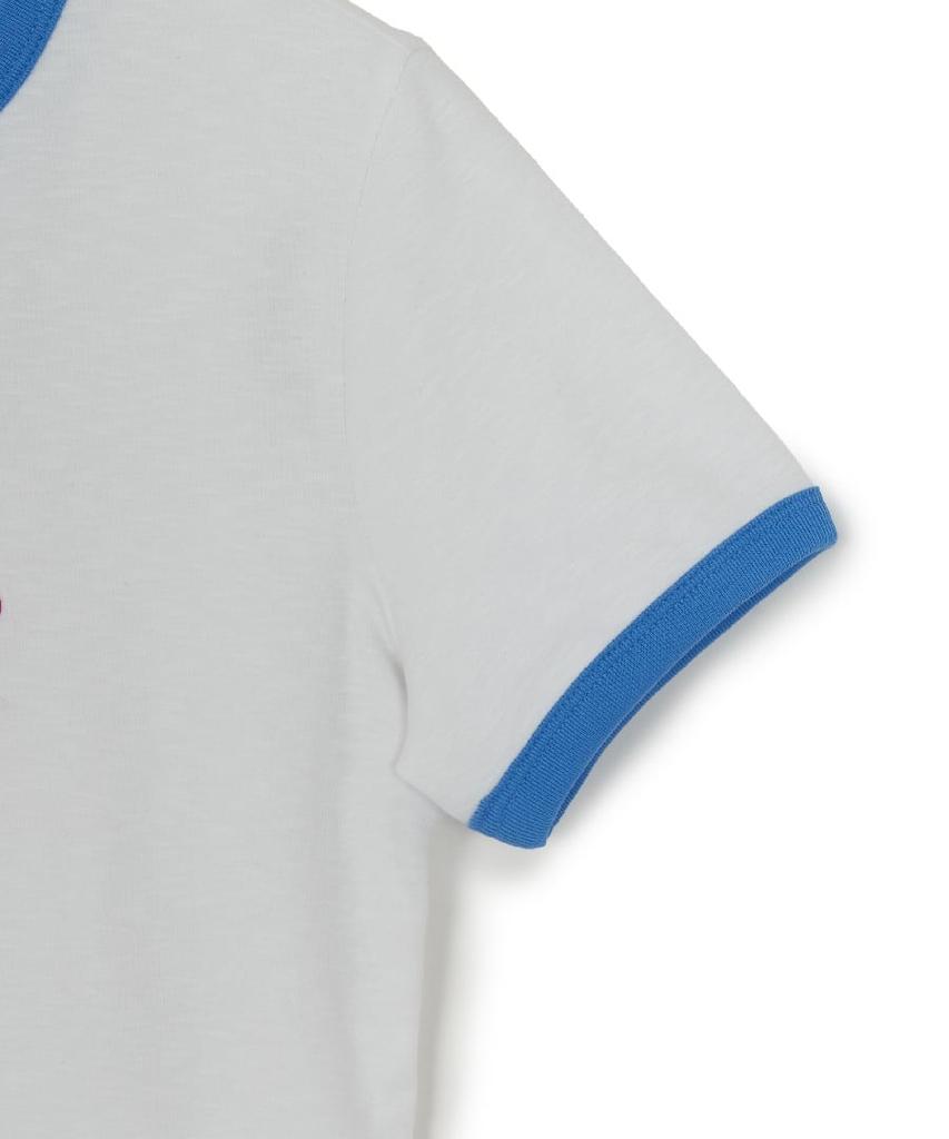Emelbi Women'S Varsity Lettering Slim Slub Ringer T-Shirt Ny (White)