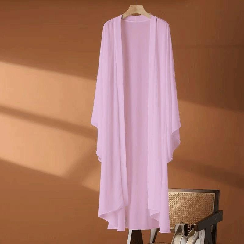 Nsom Zomer Zonbescherming Shirts Dames Vest Lange Chiffon Blouse Shirt Dames Sjaal Dames Bovenkleding Dames Los Dunjas 2XL roze
