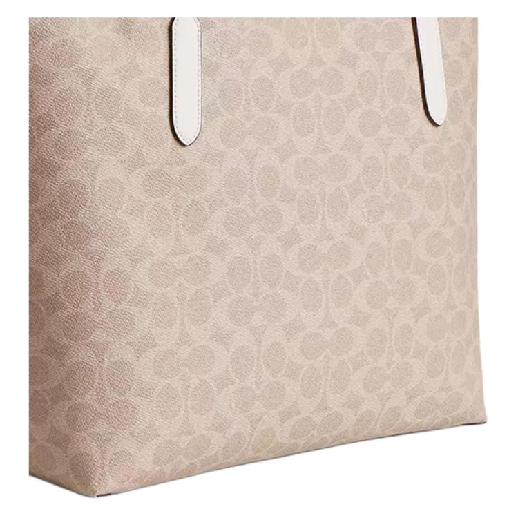 Coach City 33 Classic Monogram Snap Closure Tote Bag Women Tote Beige CV976-IMXDM
