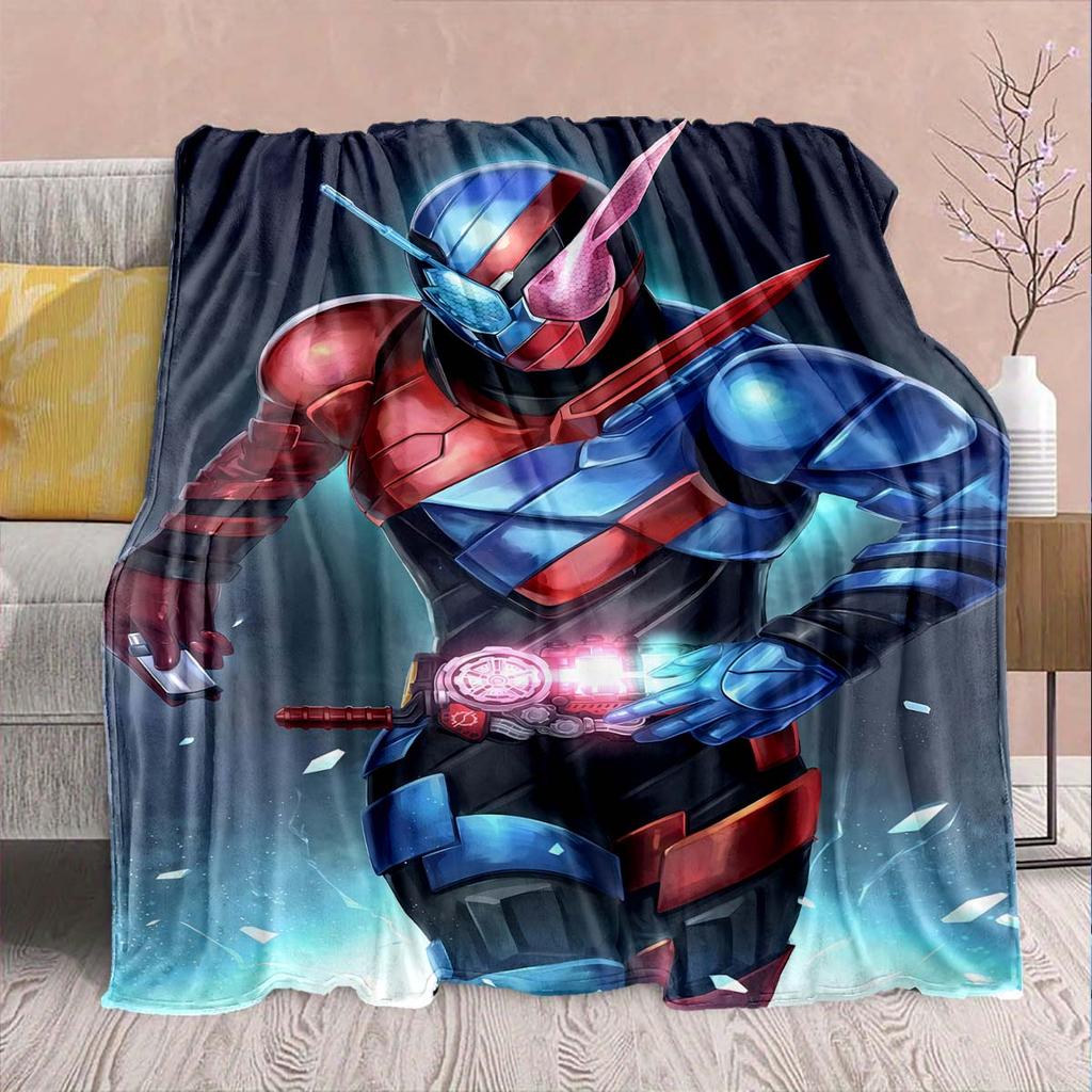 Kamen Rider Anime Flannel Blanket – Soft, Warm, Perfect for Sofas, Bedding, Camping, Travel, Office, and Home Decor – QJY