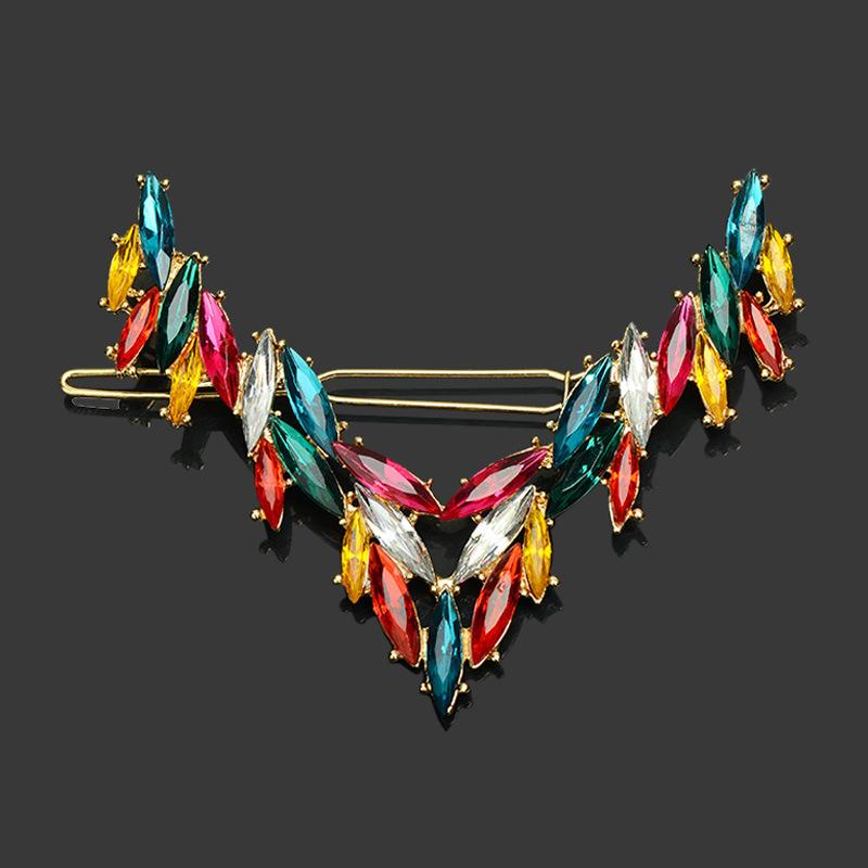 1 Stück Koreanische V-förmige Schnalle Haarnadeln Luxuriöse Glänzende Kristall Haarspange Für Damen Mädchen Haarschmuck Kopfschmuck Mode Ornamente