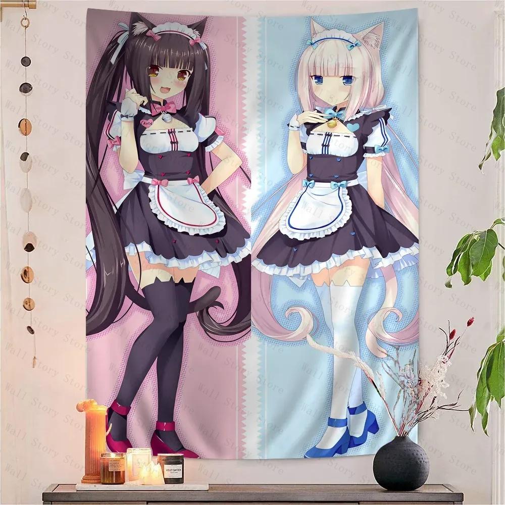 Anime NNekopara Movie Wall Tapestry Hippie Flower Wall Carpets Dorm Decor Wall Art Decor Living Room Tapestry Bedroom Tapestry
