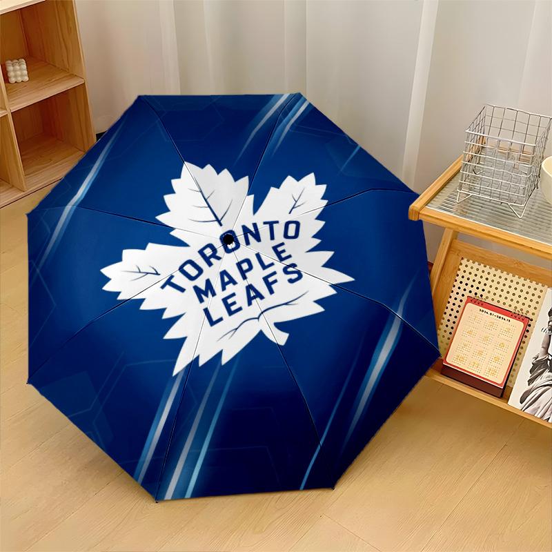 Toronto Maple Leafs Print Auto 8?Ribs Folding Umbrella Wind Resistant Lightweight Automatic Umbrella For Daily Travel