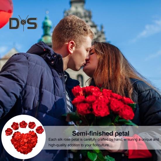 273 Pcs Pre-made Satin Ribbon Rose Petals Handmade Half-Finished Eternal Rose Petal DIY Everlasting Floral Bouquets for Wedding Anniversary Birthday