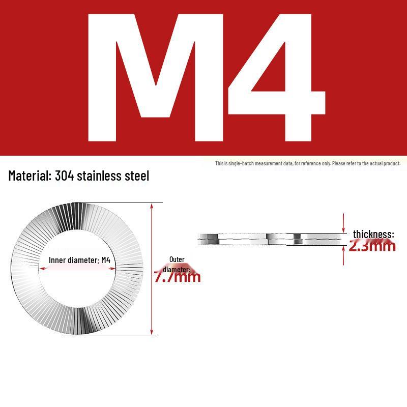 DIN25201 304 Stainless Steel Self-Locking Double Stack Washer, 65Mn Manganese Anti-Loosening, Double-Sided Tooth Layer.