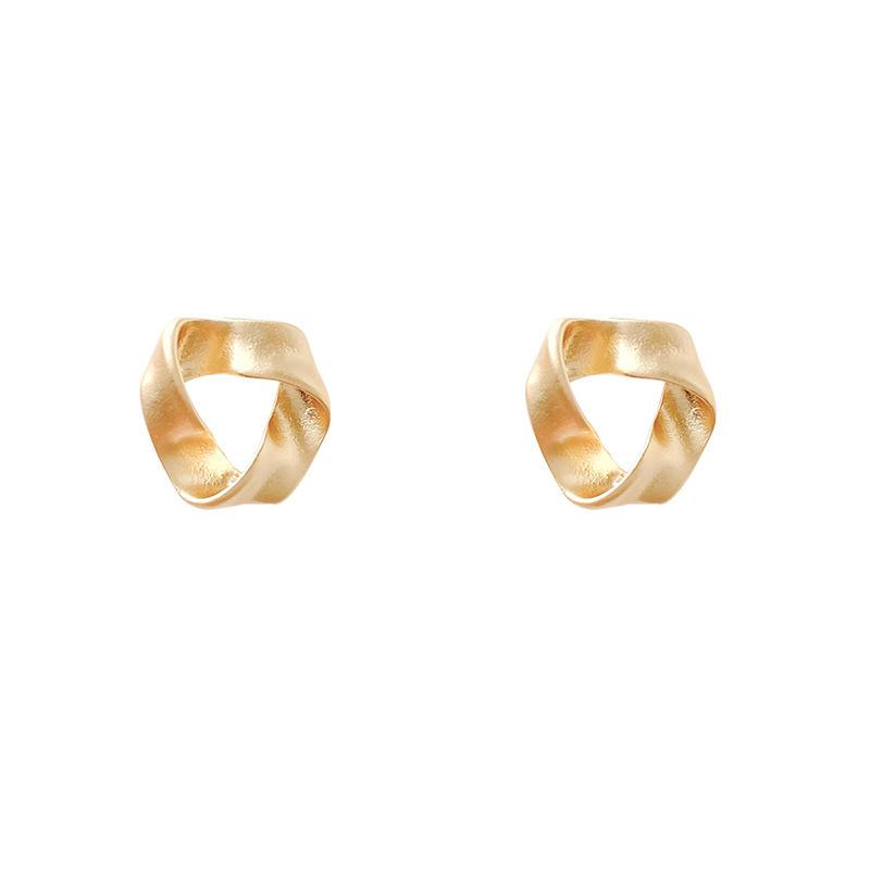 Korea Dongdaemun Temperament Retro Dumb Gold Earrings Women's Silver Needle Design Sense Earrings Cold Wind Ear Jewelry