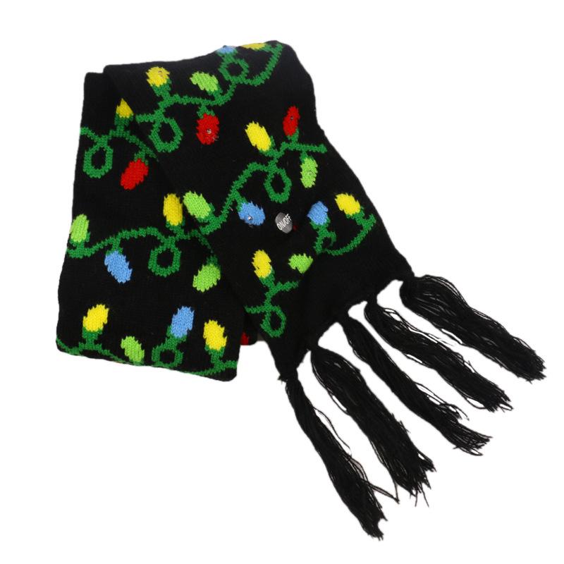 Cross-border Hot-selling Adult Winter Christmas Series Wool Hat LED Lighting Warm Knitted Hat Scarf Set Wholesale
