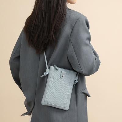 Borsa per Cellulare a Tracolla Piccola Borsa alla Moda in Vera Pelle Verticale da Donna Mini Borsa a Spalla Singola Realizzata in Pelle di Mucca