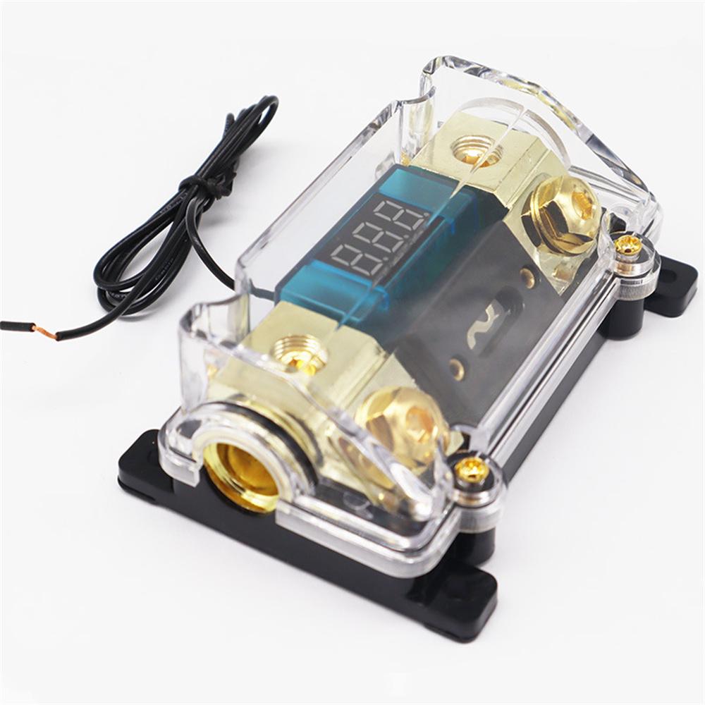 100A 2-Way Car AGU Audio Fuses Holder Distribution Block w/ Voltage LED Display