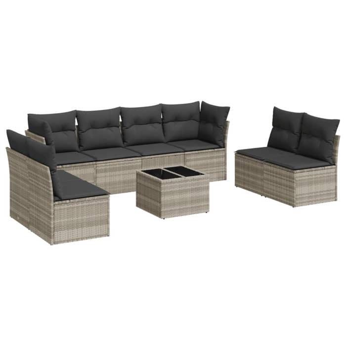 VidaXL Garden Lounge Set with Cushions 9 Pcs, Sofas with Adjustable Feet, Outdoor Furniture Set Patio Terrace, 3249301