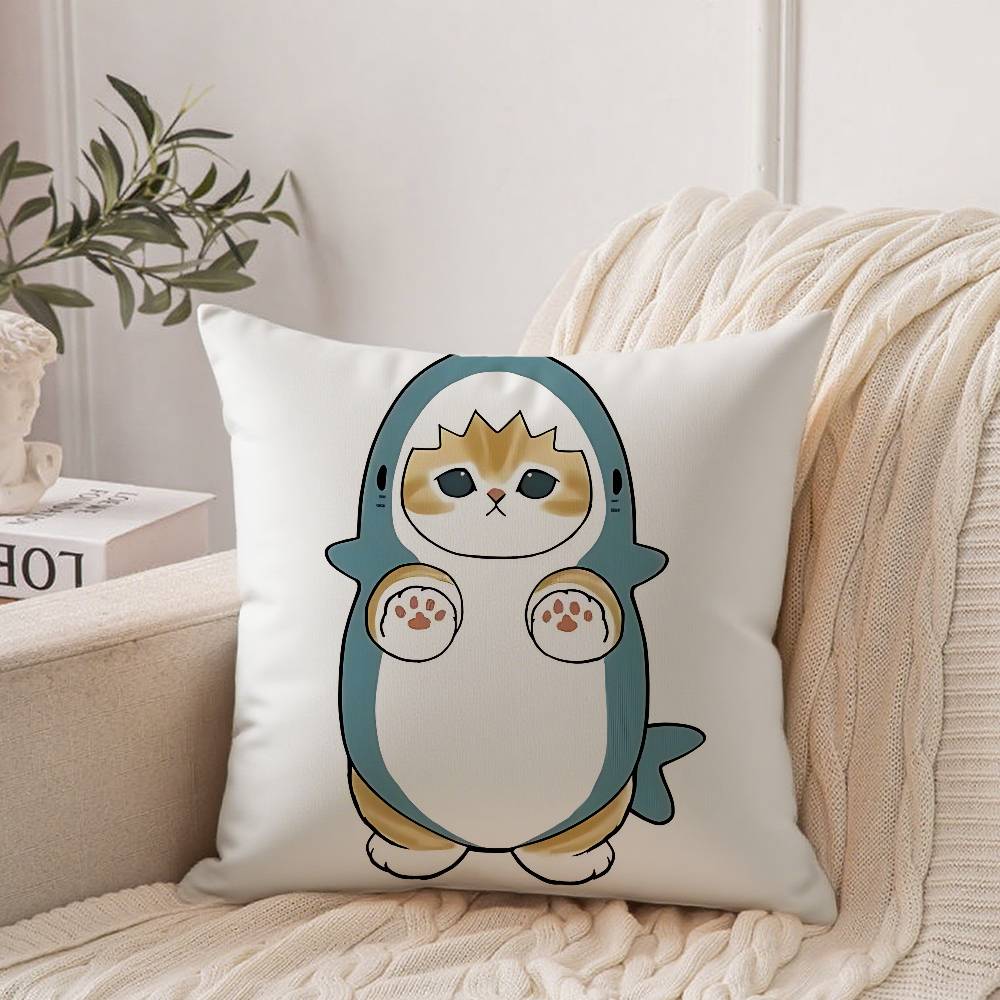 Hand Drawn Cute Cat Pillow Case Home Decor Throw For Sofa Bed Car Room Decor Gift Idea