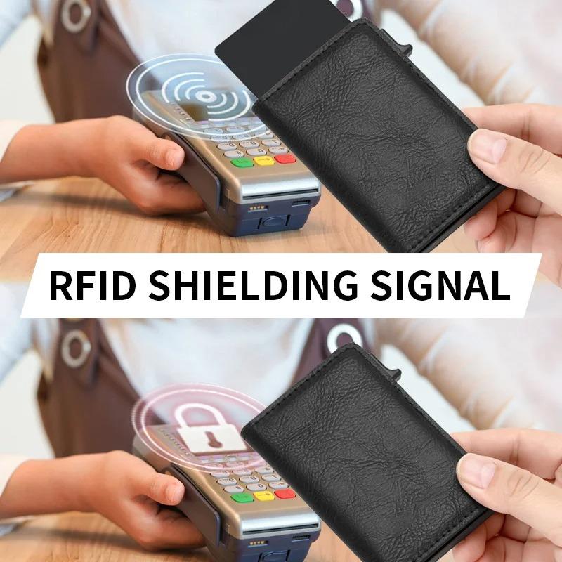 RFID Blocking Aluminum Pop-Up Card Holder Multi-Functional Designer Bank & ID Card Wallet Business Purse for Men Women