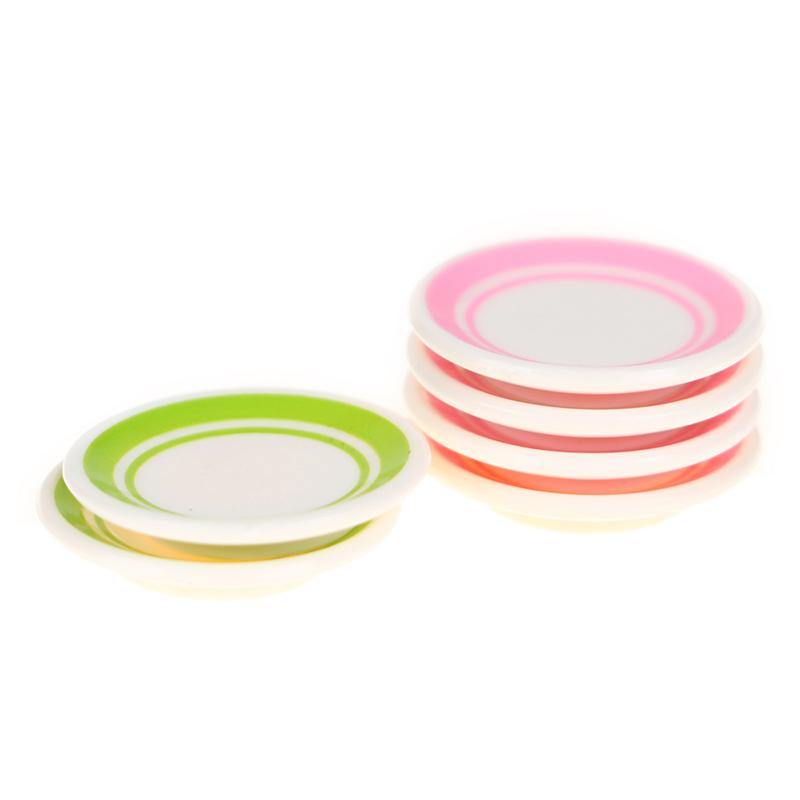 5Pcs/Bag 1:12 Dollhouse Miniature Colorful Plate Dishes Kitchen Accessories Toys