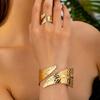 2 Stück Geometrische Blatt Manschettenarmreifen und Ring Mode Feiertags-Schmuckset Trendige Accessoires für Partys und Festivals
