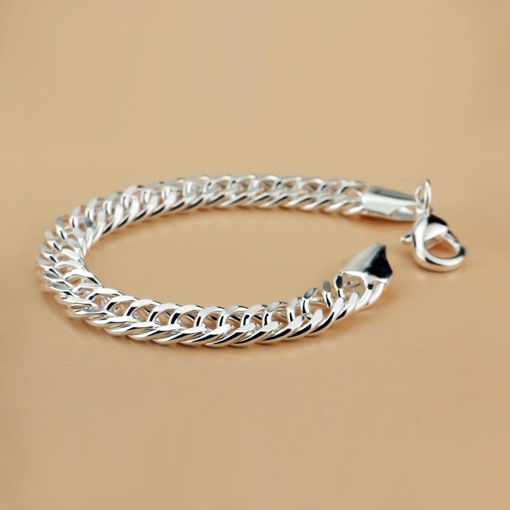 Brățară cu design din argint 925 925 solid de modă Bijuterii din argint pur 10 MM 20 cm Brățară cu lanț cu bici pentru bărbați/băiat