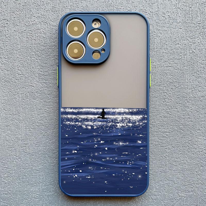 For iPhone 16 13 Pro Max Fashion Blue Sea Scenery Phone Case For iPhone 15 14 7 8 Plus XS X XR 16 13 12 11 14 15 Pro Max Cover