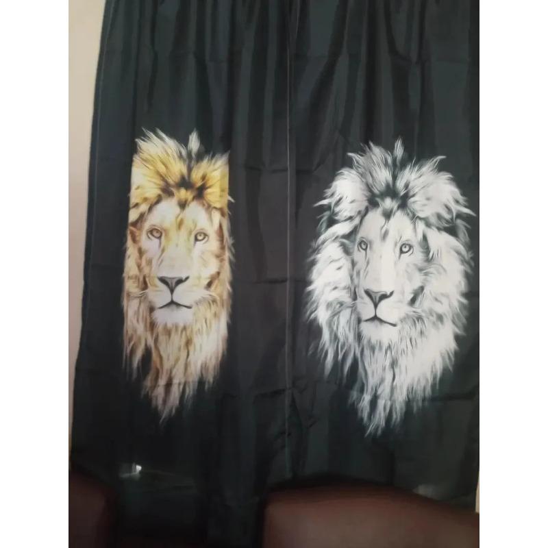 Tiger Animal Fur Black and White Printed Curtains, Study Kitchen, Living Room, Dormitory Pole Pocket Top, Bedroom Bccessories,