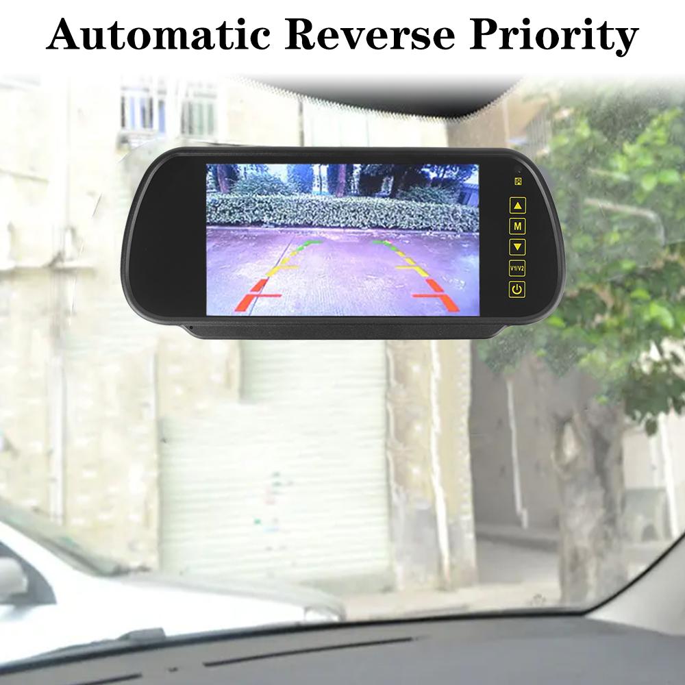 12V/24V Reverse Priority Auto Parking Assist HD Video Support LED Rearview Monitor Automotive Accessories 7 Inch Screen Car Rearview Mirror Display