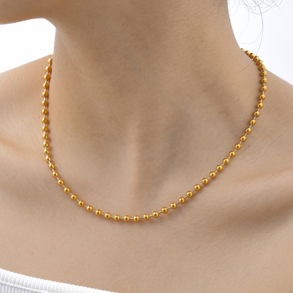 Fashion Accessories Stainless Steel Bead Chain Necklace 18K Gold Vacuum Plating 2102