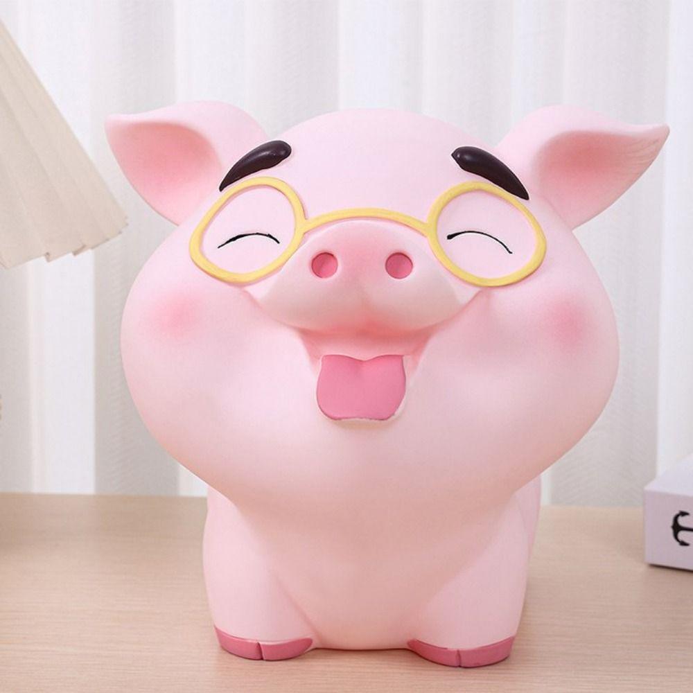 Pușculiță de porc anti-cădere Ornamente de porc drăguț Rezervor de depozitare de capacitate mare Decor pentru casă
