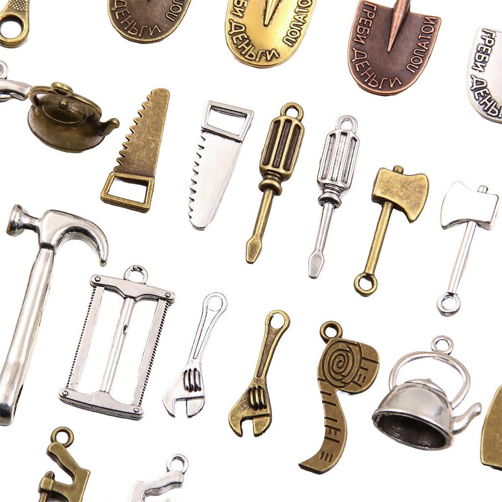16 Stylish Alloy DIY Tool Charm Pendant: Saw & Knife Design