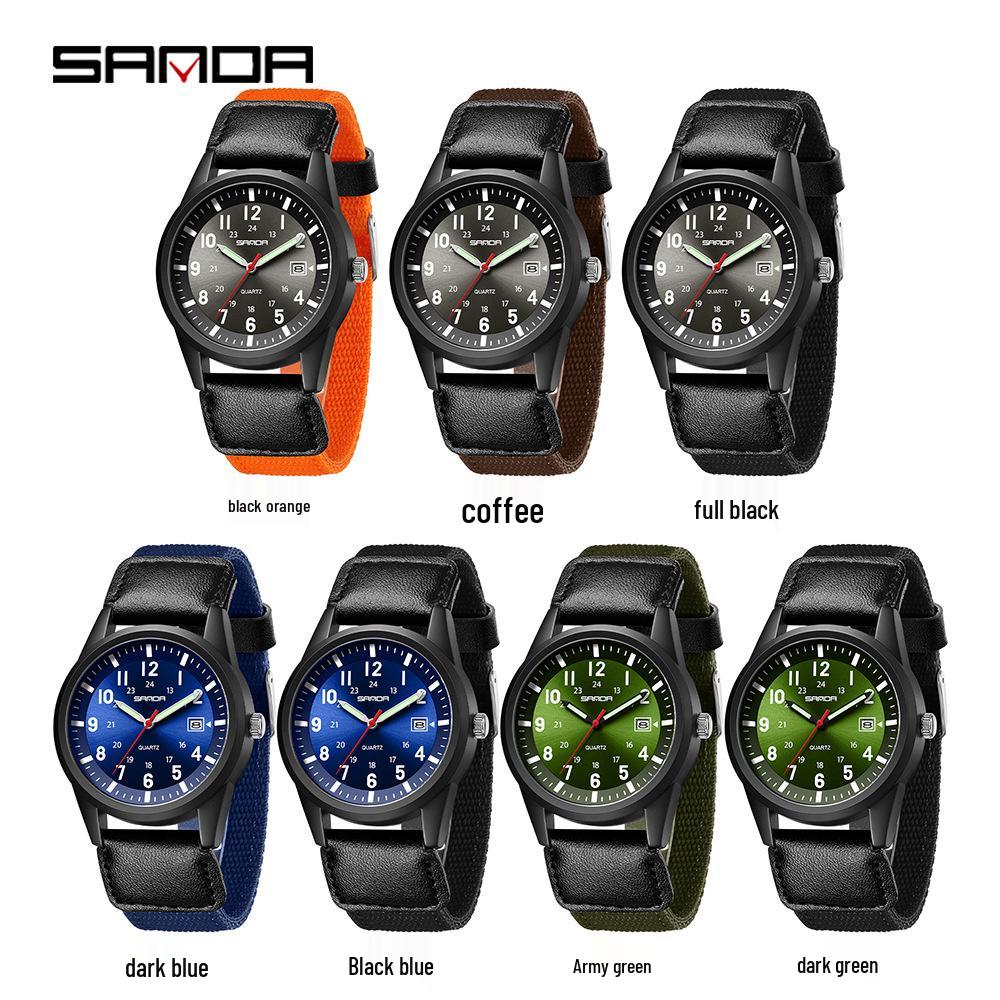 Wasserdichte Retro-Nylon-Armbanduhr mit leuchtendem Quarz für Damen & Herren für Studenten