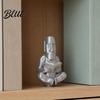 Reading Moai Figurine 3D Printed Ornament Cross-Legged Sitting Statue Desktop Fine Detail Palm Decoration Creative Sculpture Unique Gift