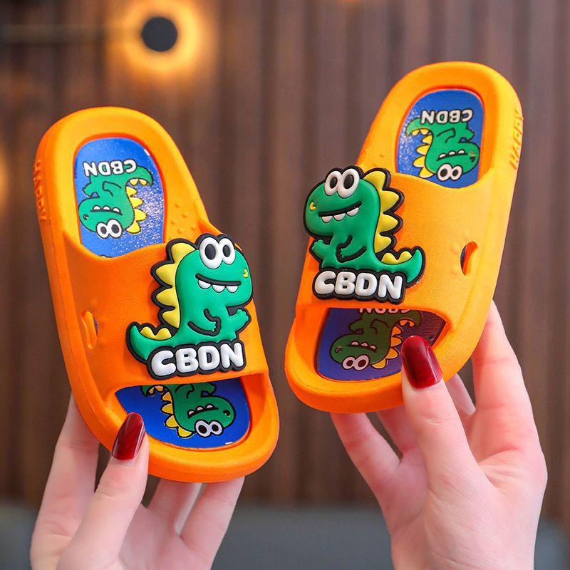 Children's Dinosaur Themed Home Slippers Anti-Slip Cute Cartoon Boys Sandals PVC Material Comfortable Home Slippers