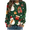 Christmas Snowman Pattern 3D Print Women Round-neck Sweatshirt Fashion Autumn Santa Claus Long Sleeve Cute Ladies Tee Pullover