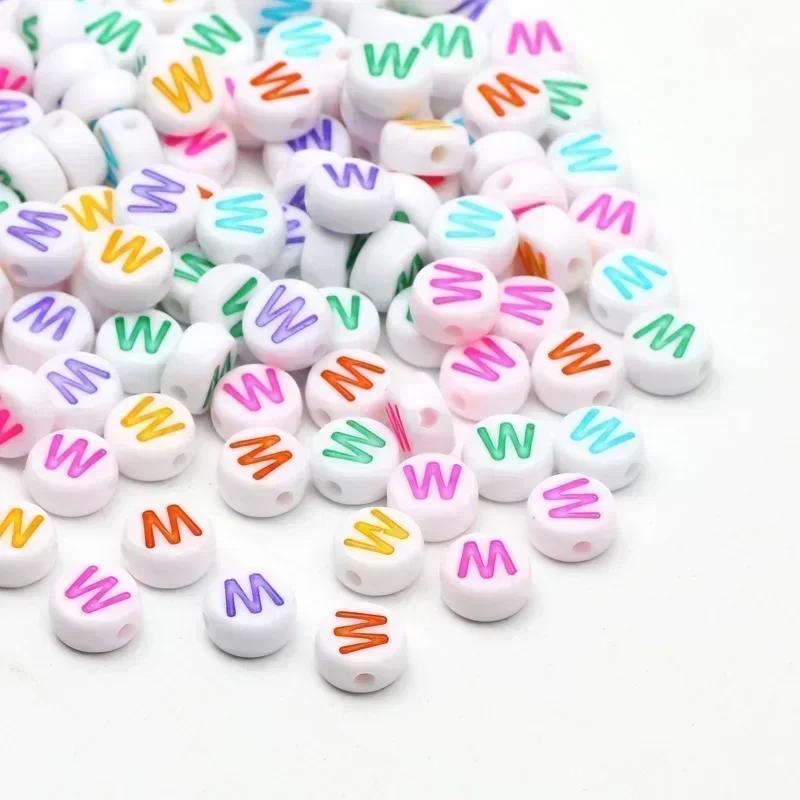 Acrylic A-Z 26 Letter Round Beads Colorful Alphabet Loose Spacer Beads For Jewelry Making Diy Bracelet Necklace Accessories