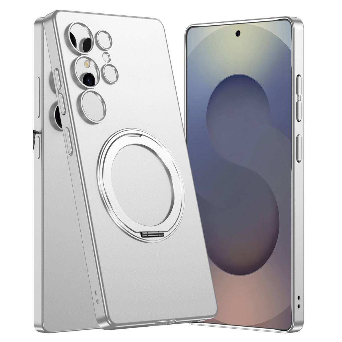 

Для Samsung Galaxy S25 Ultra Магнітний чохол Обертова підставка Твердий ПК Тонка накладка для телефону Silver