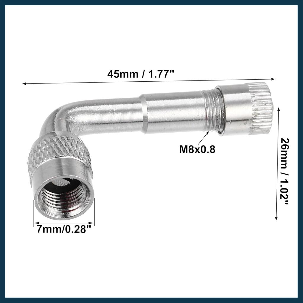 2 Stück Kupfer-Nickel-beschichteter Reifenventil-Verlängerungsadapter 90-Grad-Ventilschaft-Verlängerer Kappen für Autos LKW Motorräder Fahrräder Roller Universelle Verlängerer