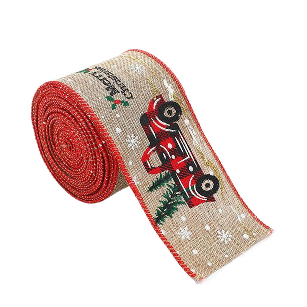 Linen Christmas Themed Ribbon Festive Atmosphere Anywhere Go Wrapping Ribbon Burlap Ribbon Ribbons
