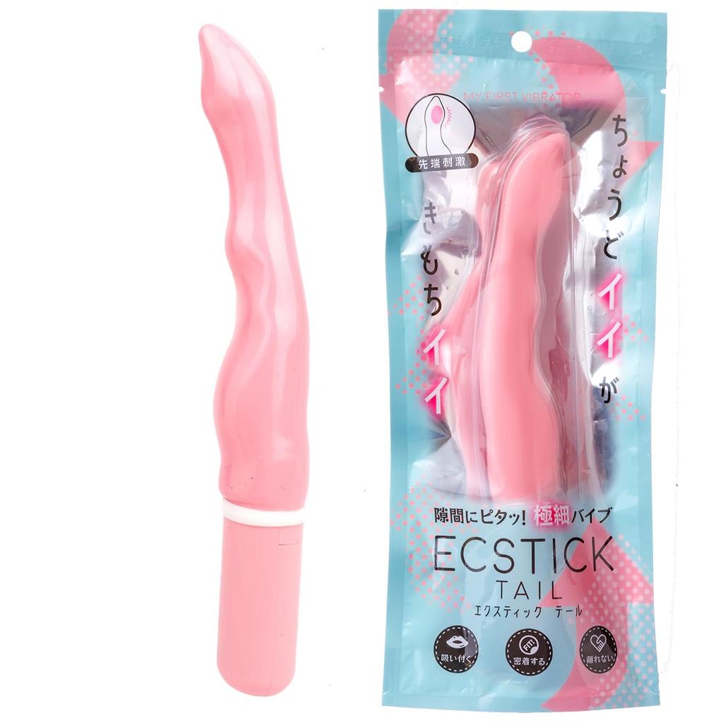 ECSTICK TAIL Pink Slim Vibrator for Perfect for Deep and Anal Batteries Soft 3 Modes of Adult Toy (ECSTICK TAIL) Finger-Sensing Beginners, Women,