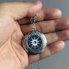 Retro Moon Star Photo Box Necklace with Stainless Steel Chain