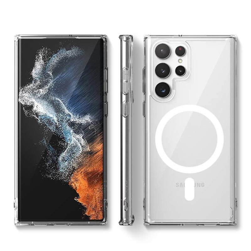 For Samsung Galaxy S24 Ultra Case Magnetic TPU Crystal Phone Back Shell