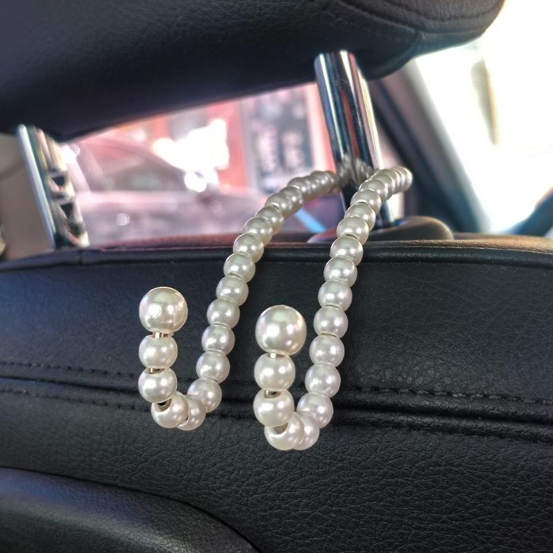 Creative Pearl Car Seat Hook Stylish Backrest Organizer Multifunctional Car Mounted Hook Women Car Decor Accessories