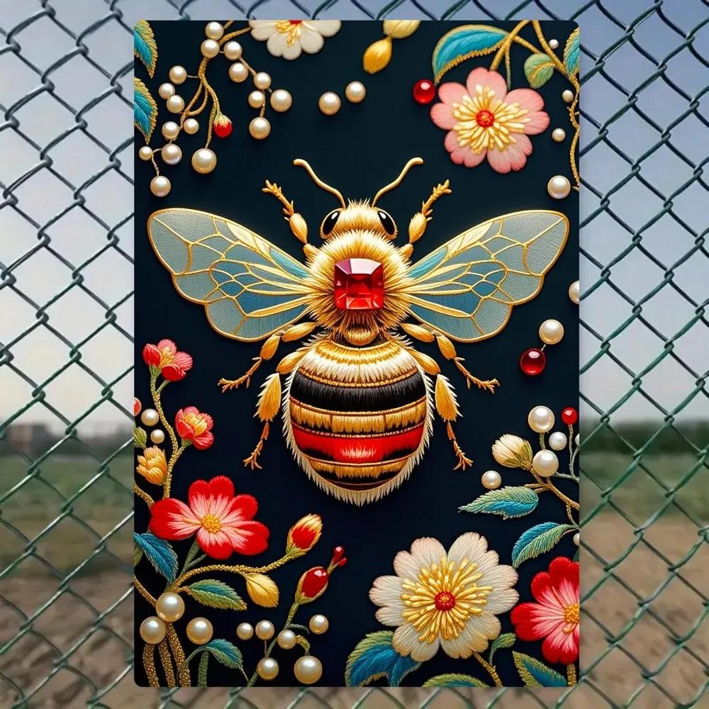 SeeyooBeeStyle4TinSign Seeyoo Retro Tin Sign Bee Style 4 - Vintage Metal Wall Art, Durable Colorfast Home/Bar Decor