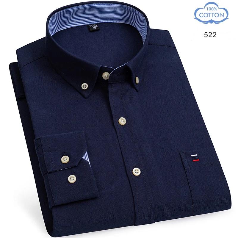 Camisas Oxford de Algodón 100% Puro para Hombre Manga Larga Camisa a Cuadros Rayada Masculina Negocios Tartán Camisa Roja Ropa de Diseño para Hombre