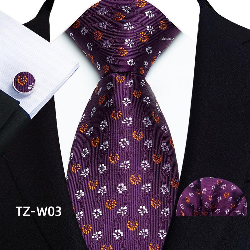 Floral Stripe Paisley Artistic Men's Tie, Pocket Square & Cufflinks Set - 2025 Edition