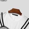 INCERUN Men Short Sleeves Funny Print See Through Casual Losee Tee Tops