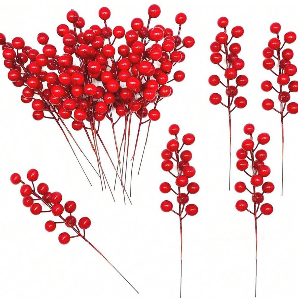 

10/20pcs Artificial Plants Holly Little Red Fruit Combination New Year Christmas Home Vases Festival Wreath Wedding Decor Gifts 10pcs червоний