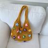 Large capacity high-end flower tote bag women's new summer fashion hollow woven shoulder bag