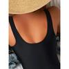 Floral Print Scoop Neck Orange & Black One-piece Swimsuit, Backless High Stretch Stylish Bathing Suits, Women's Swimwear & Clothing